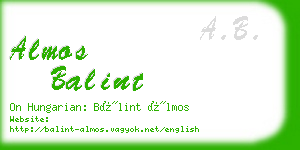 almos balint business card